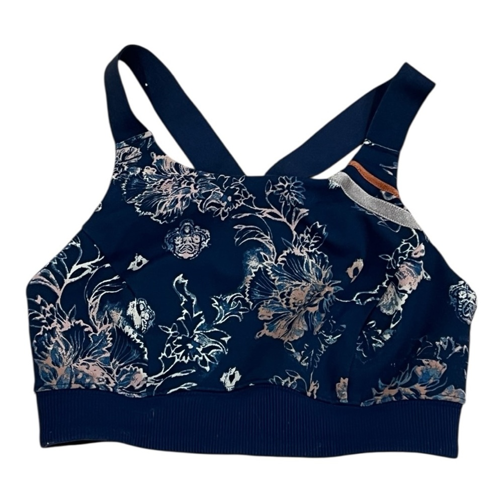 Free People navy blue floral freestyle racerback sports bra